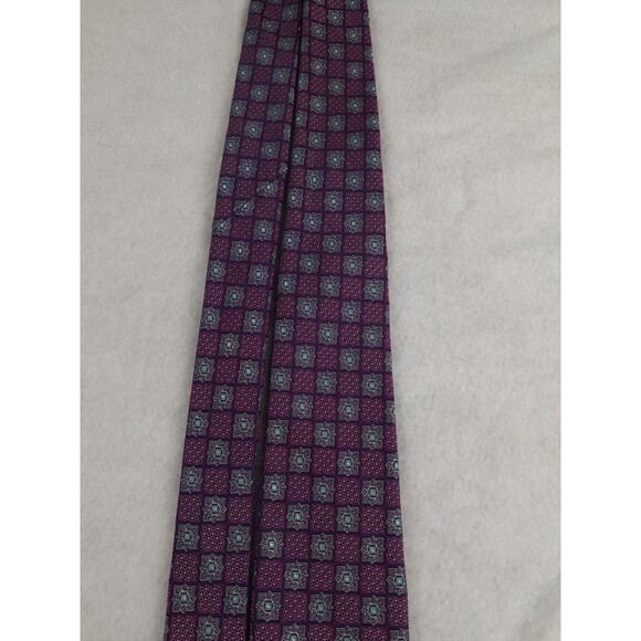 Handsome Nordstrom Mens Shop Silk Tie  Geometric Squares Textured Dark Red - Picture 6 of 11